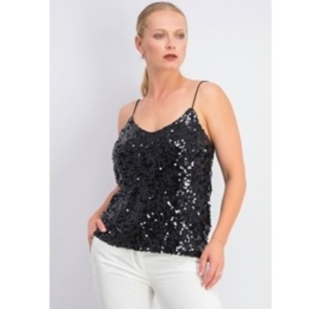 LEYDEN Women's Sequin Camisole Black Size Small NWT